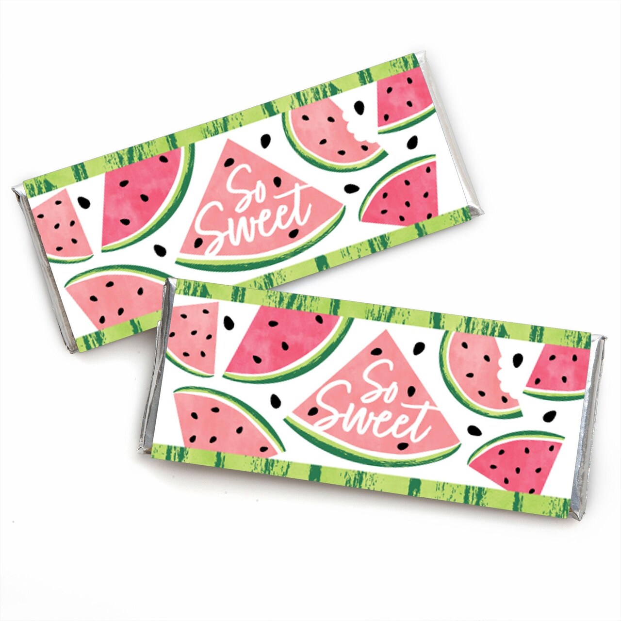 Big Dot of Happiness Sweet Watermelon - Candy Bar Wrapper Fruit Party Favors - Set of 24